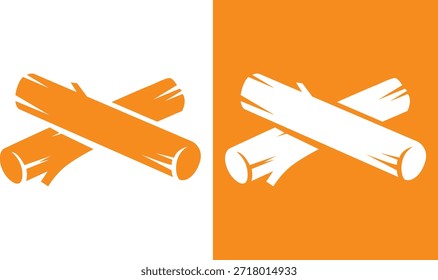 Vector de iconos de troncos de madera cruzados
