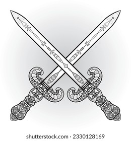 crossed word art vector illustration
