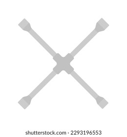 Crossed wrench for car wheels icon. Color silhouette. Top view in front. Vector simple flat graphic illustration. Isolated object on a white background. Isolate.