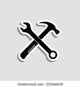 Crossed wrench and hammer  icon - vector  sticker