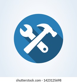 crossed wrench and hammer. Simple vector modern icon design illustration