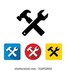 Crossed Wrench and hammer Tools vector icon 