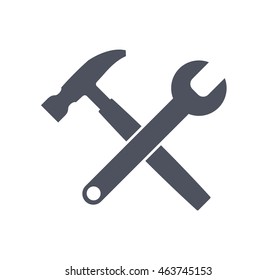 Crossed wrench and hammer vector icon. EPS 10