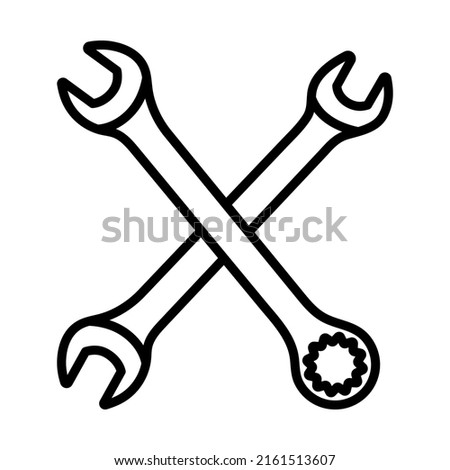 Crossed Wrench Icon. Bold outline design with editable stroke width. Vector Illustration.