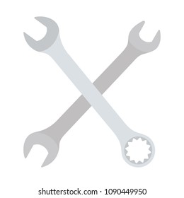 Crossed wrench  icon. Flat color design. Vector illustration.