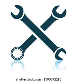 Crossed Wrench Icon. Shadow Reflection Design. Vector Illustration.