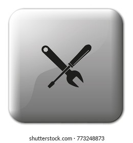 Crossed wrench and screwdriver flat vector icon.