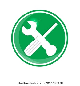 crossed wrench and screwdriver icon - vector illustration