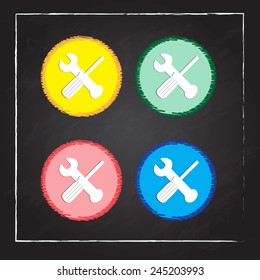 crossed wrench and screwdriver icon - vector illustration