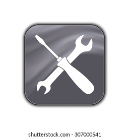 crossed wrench and screwdriver icon - vector button