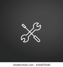 Crossed Wrench And Screwdriver vector icon. Crossed Wrench And Screwdriver concept stroke symbol design. Thin graphic elements vector illustration, outline pattern for your web site design, logo, UI.