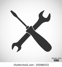 crossed wrench and screwdriver vector icon
