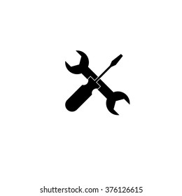 Crossed wrench and screwdriver. Vector icon