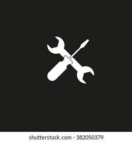 Crossed wrench and screwdriver. Vector icon white
