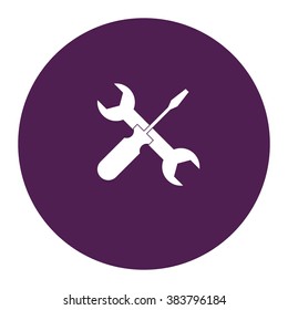 Crossed wrench and screwdriver. Vector icon purple
