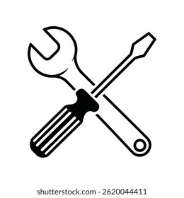 Crossed Wrench and Screwdriver Vector Illustration