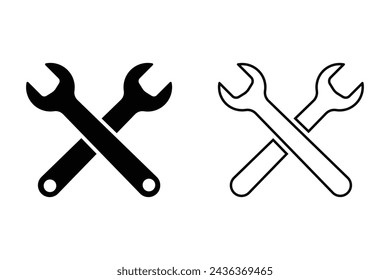 Crossed wrench spanner vector illustrations