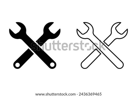 Crossed wrench spanner vector illustrations