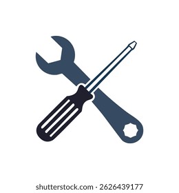 Crossed Wrench and Star Screwdriver, Tools for Maintenance and Repair element design
