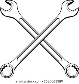 Crossed Wrench Tool Digital EPs Vector graphics File