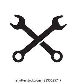 Crossed Wrenches Black Vector Icon