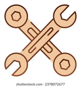 Crossed wrenches flat icon. Work tools brown icons in trendy flat style. Crossed spanners gradient style design, designed for web and app. Eps 10
