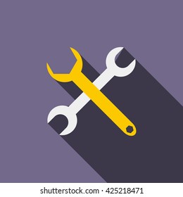 Crossed wrenches icon, flat style
