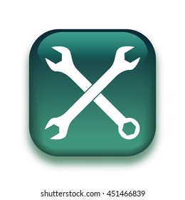 crossed wrenches icon - glossy vector button
