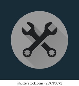 Crossed wrenches icon graphic with long shadow logo