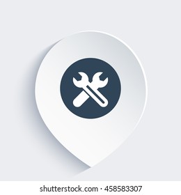 crossed wrenches icon on mark, repair, service, vector illustration