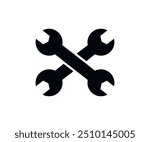 Crossed wrenches icon. Silhouette symbol. Double open ended and combination spanners vector design and illustration. 