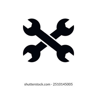 Crossed wrenches icon. Silhouette symbol. Double open ended and combination spanners vector design and illustration. 