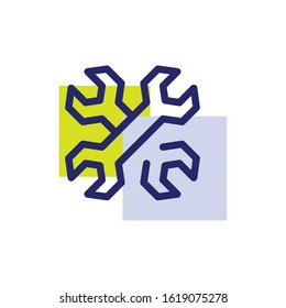 Crossed Wrenches Line Colored Vector Icon Design