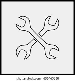Crossed wrenches line icon.