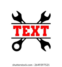Crossed Wrenches Mechanical Service Text Logo