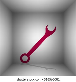 Crossed wrenches sign. Bordo icon with shadow in the room.