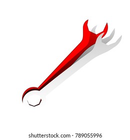 Crossed wrenches sign. Vector. Detachable paper icon with red body stock. Isolated.