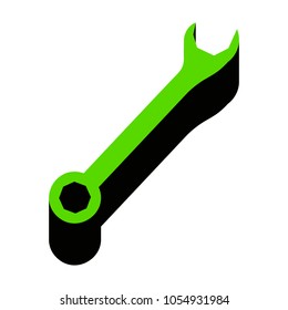 Crossed wrenches sign. Vector. Green 3d icon with black side on white background. Isolated.