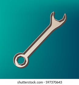 Crossed wrenches sign. Vector. Icon printed at 3d on sea color background.