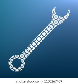 Crossed wrenches sign. Vector. White textured icon at lapis lazuli gradient background.