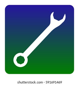 Crossed wrenches sign. Vector. White icon at green-blue gradient square with rounded corners on white background. Isolated.