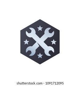 crossed wrenches, tools, repair service, vector