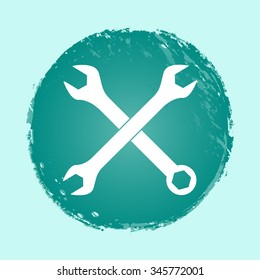 crossed wrenches vector icon - round button