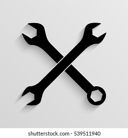 Crossed wrenches vector icon with  shadow