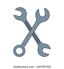 crossed wrenchs tools icon over white background, vector illustration