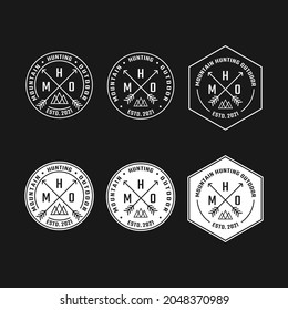 Crossed X Arrows Mountain for Adventure Outdoor Hiking Camping Hunting Sport Gear Apparel Business Brand Community Club Classic Unique Hipster Retro Rustic Vintage Silhouette Badge Stamp Logo Design.	