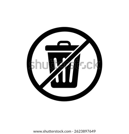 Crossed-Out Bin Icon Indicating No Littering Allowed in Black Minimal Style