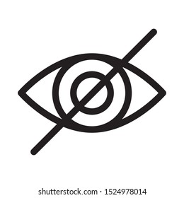 The crossed-out eye symbol vector design template. Not visible concept