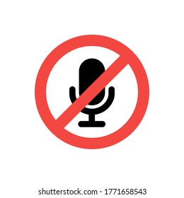 Crossed-out microphone icon. Vector illustration