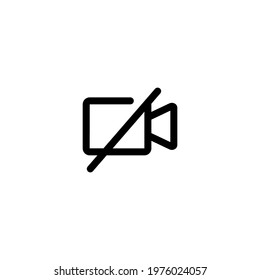 Crossed-out video camera mark, no filming simple thin line icon vector illustration